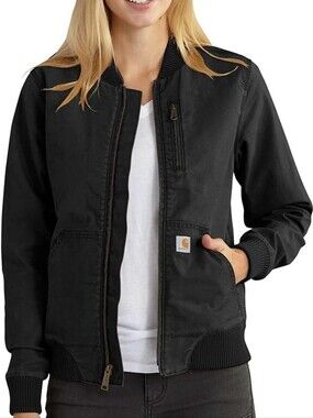 Carhartt Women's Black Bomber Jacket with Ribbed Trim